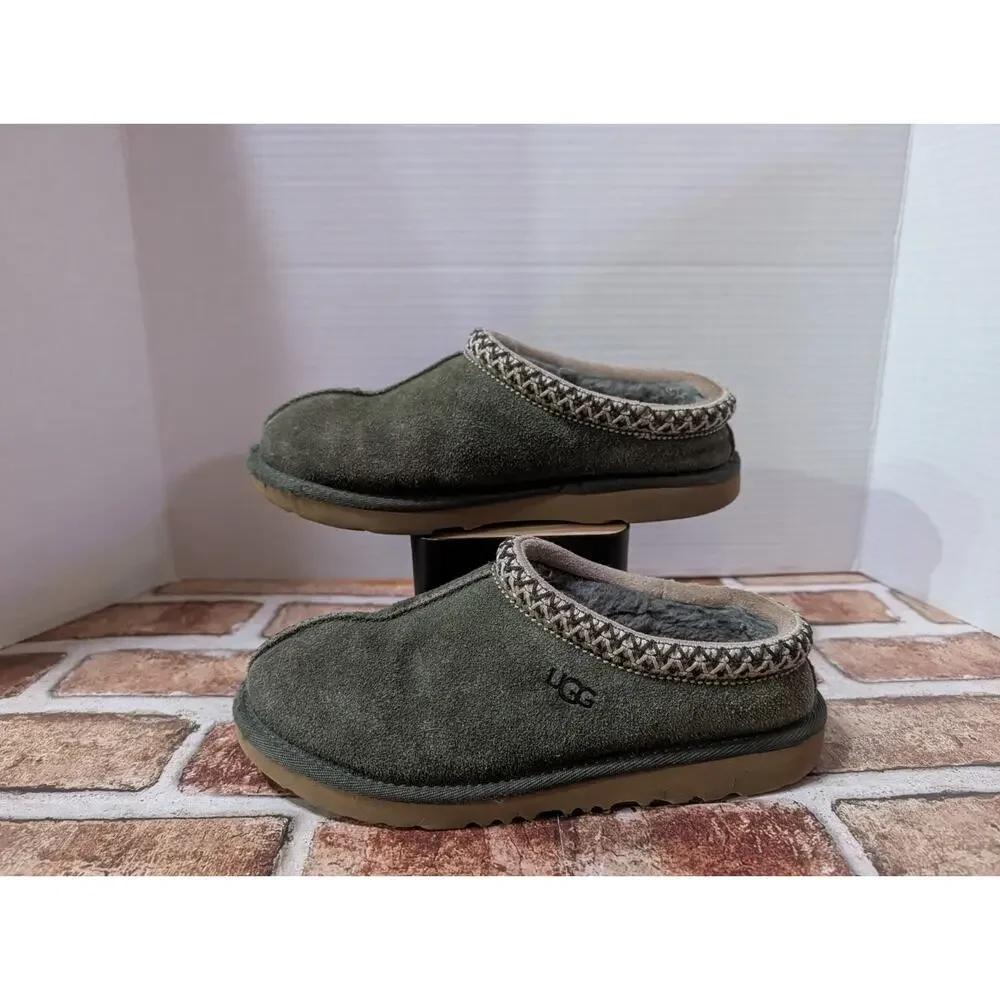 UGG Kids Tasman Slipper Green Suede Shoes Size 4 Youth / EU 36 / Sz 6 Women's